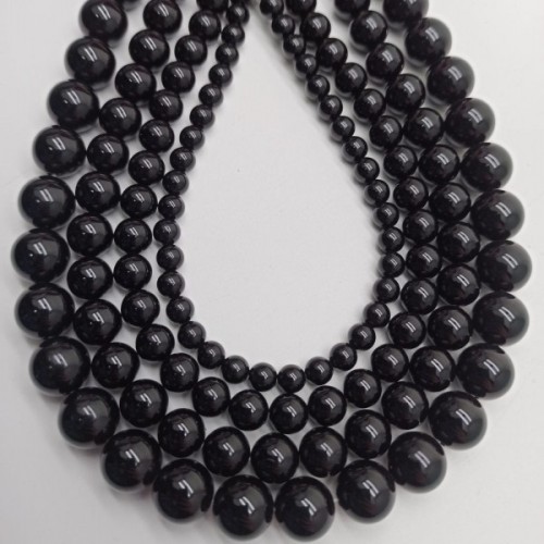 Каменные бусины, Агат, чёрный, шарик гладкий, 8 мм, длина нити 38 см