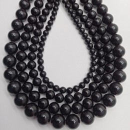 Каменные бусины, Агат, чёрный, шарик гладкий, 6 мм, длина нити 38 см