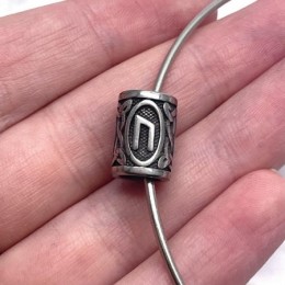 Бусина, Руны УРУЗ, (Руна силы)  , нержавеющая сталь, с чернением, размер 14х10 мм, цена за шт