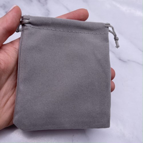 Мешочек, бархат, размер 11 х 8,5 см, серый