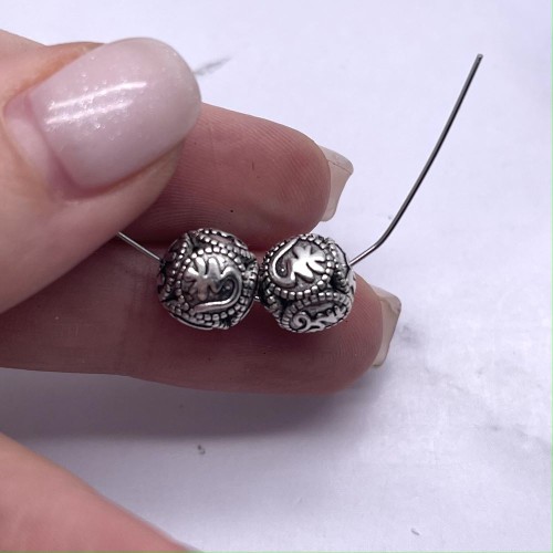 Бусина, "Мантры", тайское серебро, размер 10 мм, цена за 1 шт.