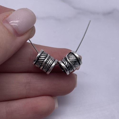 Бусина - Цилиндр (широкое отверстие), тайское серебро, размер 10,5х9 мм, цена за 1 шт.