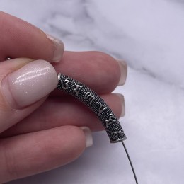 Разделитель, "Мантры", тайское серебро, размер 30,5х6 мм, цена за 1 шт.