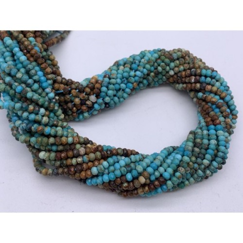 Каменные бусины, Африканская Бирюза, подобранная, рондель огранка, 2х3 мм, длина нити 38 см
