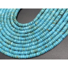 Каменные бусины, Турквенит, голубой, шайба, 4х2 мм, длина нити 38 см