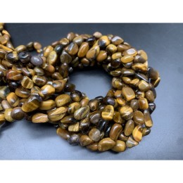 Каменные бусины, Тигровый глаз, фриформы, 8х6 мм, длина нити 39 см