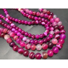 Каменные бусины, Агат, тонированный, темно-розовый, шарик гладкий, 8 мм, длина нити 38 см