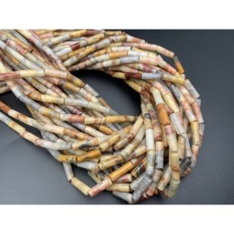 Каменные бусины, Агат кружевной, (Crazy Agate), трубочки, 13х4 мм, длина нити 38 см