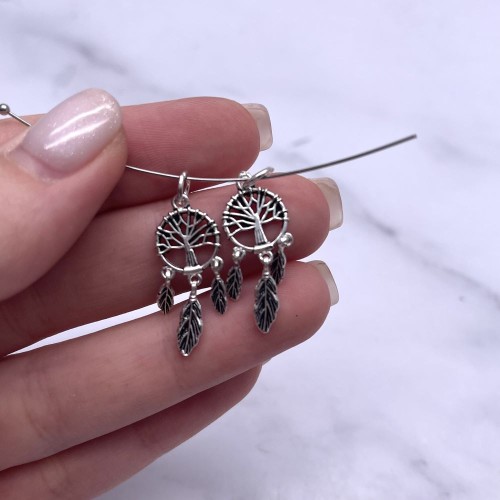 Подвеска, "Ловец снов", (двусторонняя), тайское серебро, размер 37х14 мм. цена за 1 шт.