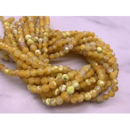 Каменные бусины, Африканский Агат, (Кракле), тонированный, желтый, шарик гладкий, 6 мм, длина нити 38 см