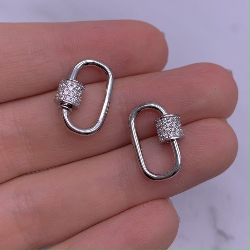 Замок, закручивающийся, родированное серебро 925 пробы, 18х12 мм, цена за шт