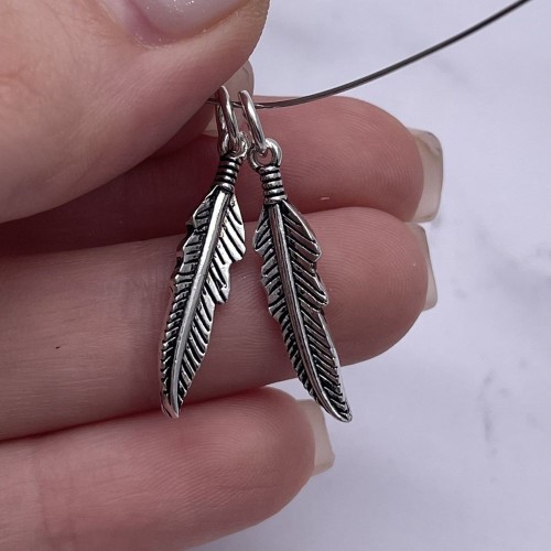 Подвеска, "Перо"(двусторонняя), тайское серебро, размер 25 х 6 мм, цена за 1 шт.