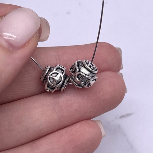 Бусина с узором, тайское серебро, размер 10 мм, цена за 1 шт.