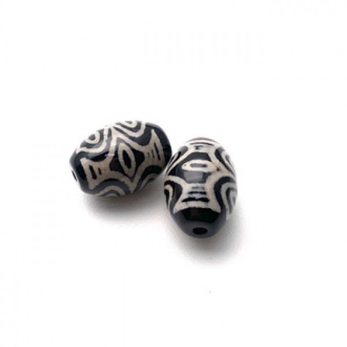 Бусина Дзи "61" из агата, 6 глаз Феникса, размер 12х9 мм, цена за 1 шт