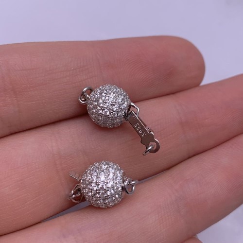 Замок - педальный, родированное серебро 925 пробы, 7,5 мм, цена за шт