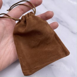 Мешочек, велюр, размер 11 х 8,5 см, коричневый