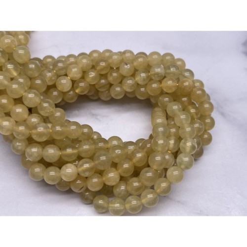 Каменные бусины, Берилл желтый, Гелиодор, шарик гладкий, 6 мм, нить 38 см