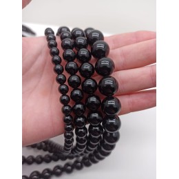 Каменные бусины, Агат, чёрный, шарик гладкий, 12 мм, длина нити 38 см