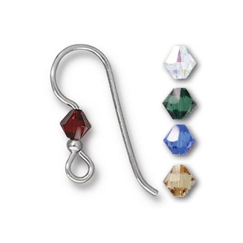 Швенза, крючок с кристаллом  микс 2мм Holiday, посеребренная, 18х19мм