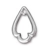 Подвеска шарм TierraCast, капля трилистник, родий, 24х16мм