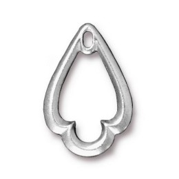 Подвеска шарм TierraCast, капля трилистник, родий, 24х16мм