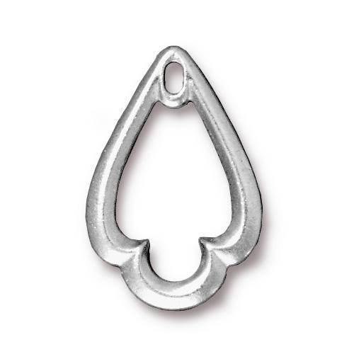 Подвеска шарм TierraCast, капля трилистник, родий, 24х16мм