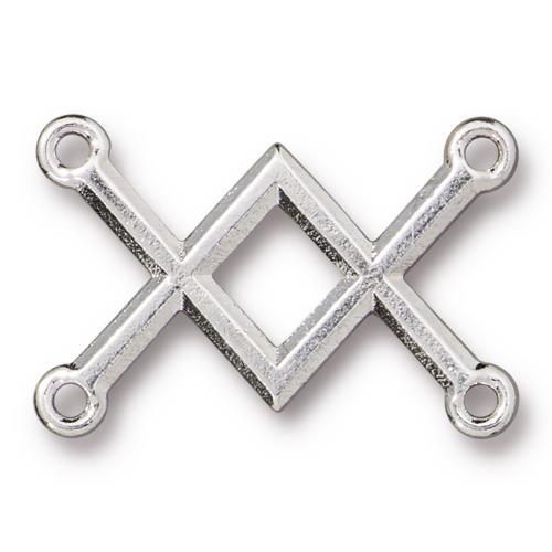 Коннектор соединитель переходник TierraCast, крест-накрест, родий, 19х28,1мм