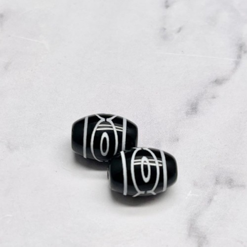 Бусина Дзи "793" из агата, 3 глаза, размер 12х9 мм