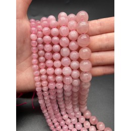Каменные бусины, Розовый Кварц, Мадагаскарский, 10-10,5 мм, шарик гладкий, длина нити 38-39 см