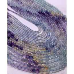Каменные бусины, Флюорит, люкс, ювелирная огранка, шарик 3 мм, длина нити 38 см