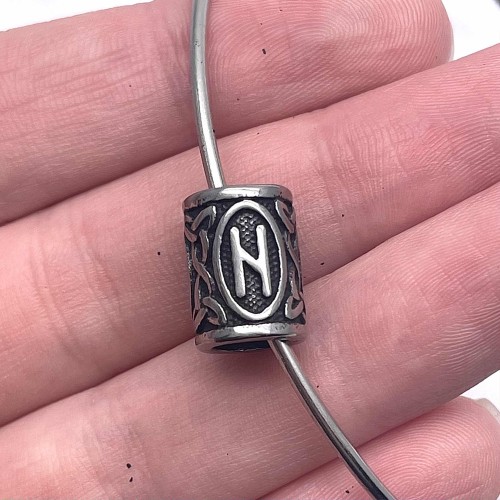 Бусина, Руны ХАГАЛАЗ (Руна разрушения, избавления) , нержавеющая сталь, с чернением, размер 14х10 мм, цена за шт