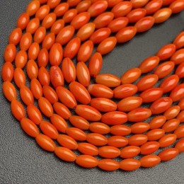 Каменные бусины, Коралл, рис, оранжевый, тонированный, 6 х 3 мм, длина нити 38 см