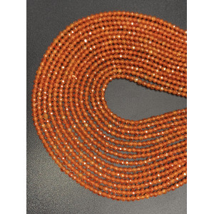 Каменные бусины, Цирконий кубический, (т.н. Циркон), оранжевый кристалл, шарик огранка, 2 мм, длина нити 38 см