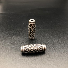 Бусина, "Дзи 21 глаз", тайское серебро, размер 23х7,5 мм, цена за 1 шт