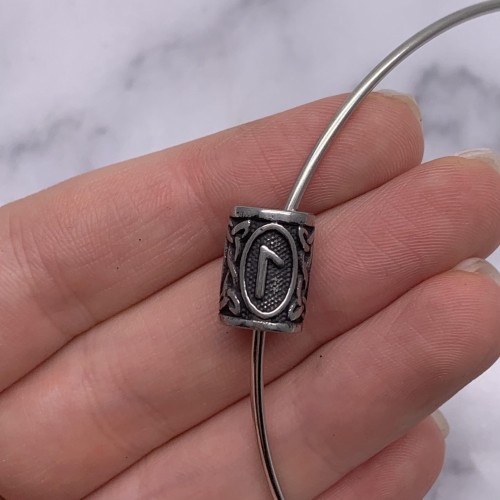 Бусина, Руны ЛАГУЗ, (Руна интуиции), нержавеющая сталь, с чернением, размер 14х10 мм, цена за шт