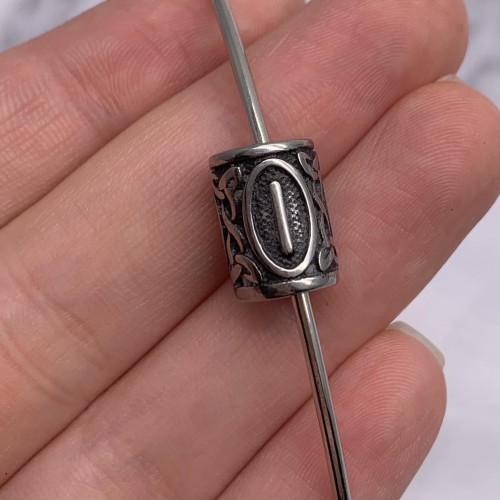 Бусина, Руны ИСА, (Покой, концентрация) , нержавеющая сталь, с чернением, размер 14х10 мм, цена за шт