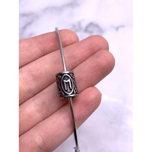 Бусина, Руны ЭВАЗ, (Перемены, развитие), нержавеющая сталь, с чернением, размер 14х10 мм, цена за шт