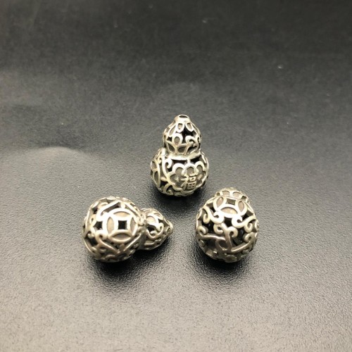 Бусина, "Тыква Ву-Лу", тайское серебро, размер 17х12 мм, цена за 1 шт.