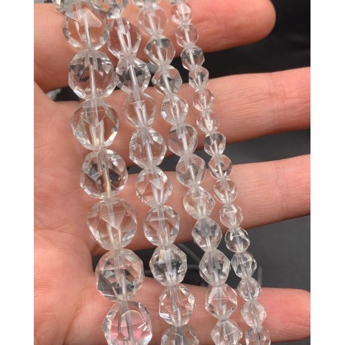 Каменные бусины, Горный Хрусталь, люкс, крупная огранка 8 мм, длина нити 38 см