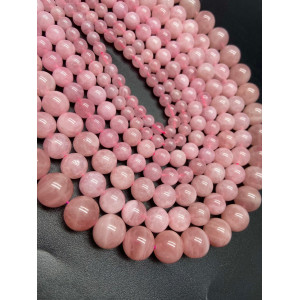 Каменные бусины, Розовый Кварц, Мадагаскарский, 6 мм, шарик гладкий, длина нити 38 см