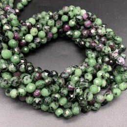 Каменные бусины, Рубицоизит, шарик огранка, 6 мм, длина нити 38 см