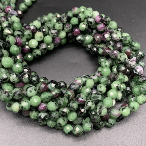 Каменные бусины, Рубицоизит, шарик огранка, 6 мм, длина нити 38 см