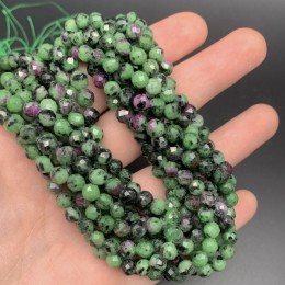 Каменные бусины, Рубицоизит, шарик огранка, 6 мм, длина нити 38 см