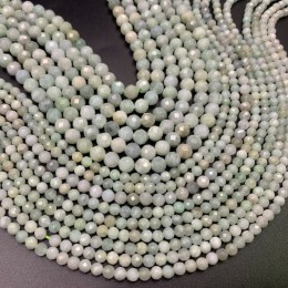 Каменные бусины, Нефрит Бирма, шарик огранка, 5,7 мм, длина нити 38 см
