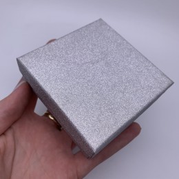 Подарочная коробочка, с ложементом, картонная, серебристая, блестящая, размер 90х90х30 мм