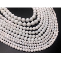 Каменные бусины, Агат, белый, люкс, шарик гладкий, 10,5 мм, длина нити 38 см