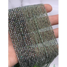 Каменные бусины, Топаз, зеленый, лабораторный, шарик, огранка, 1,8 мм, длина нити 38 см