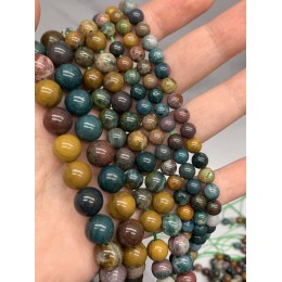 Каменные бусины, Яшма, океаническая, шарик гладкий, 4 мм, длина нити 38 см