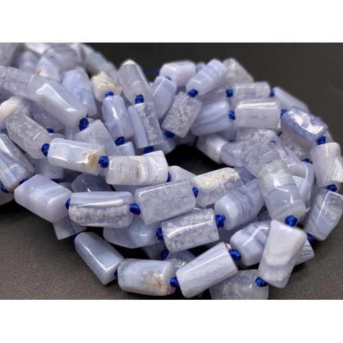 Каменные бусины, Сапфирин, Голубой Агат, не обработанный, столбики, 12х7 мм, длина нити 38 см