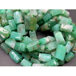 Каменные бусины, Хризопраз (люкс), не обработанный, столбики, 13х8 мм, длина нити 38 см